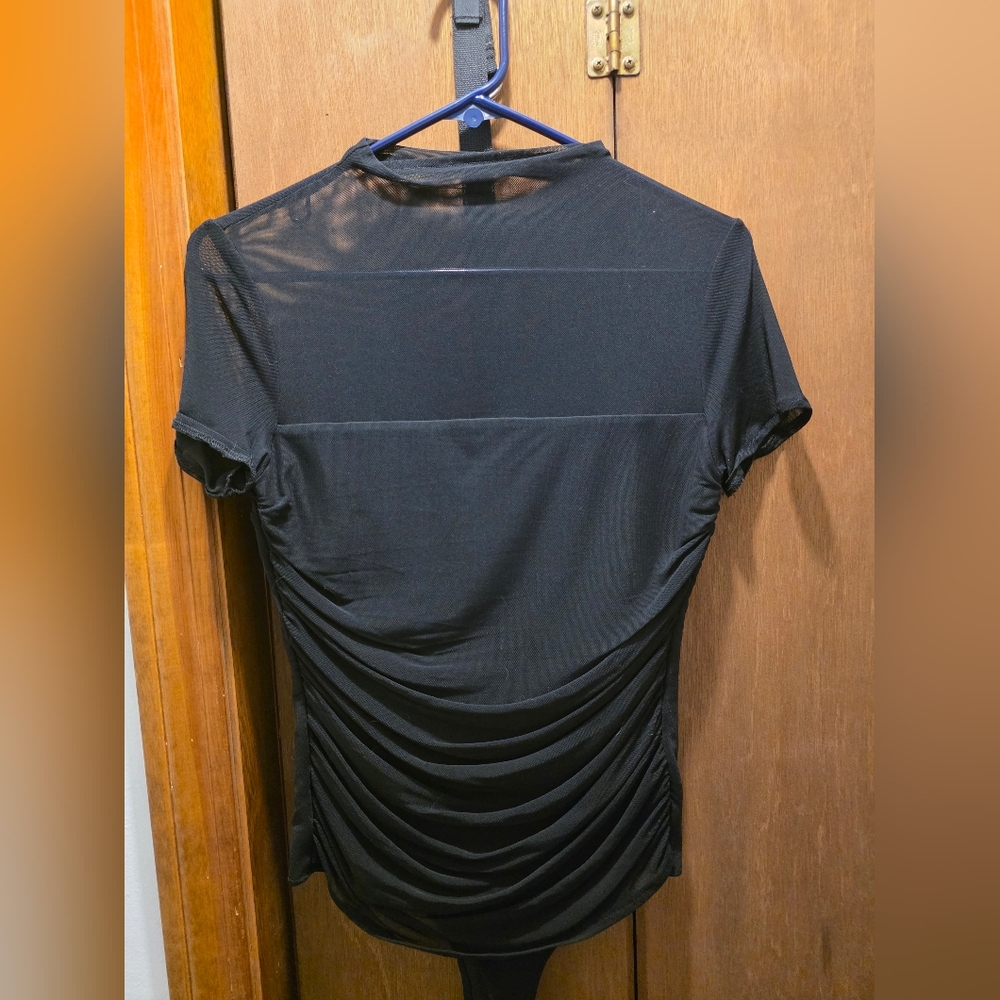 Mesh Short Sleeve Mockneck Bodysuit